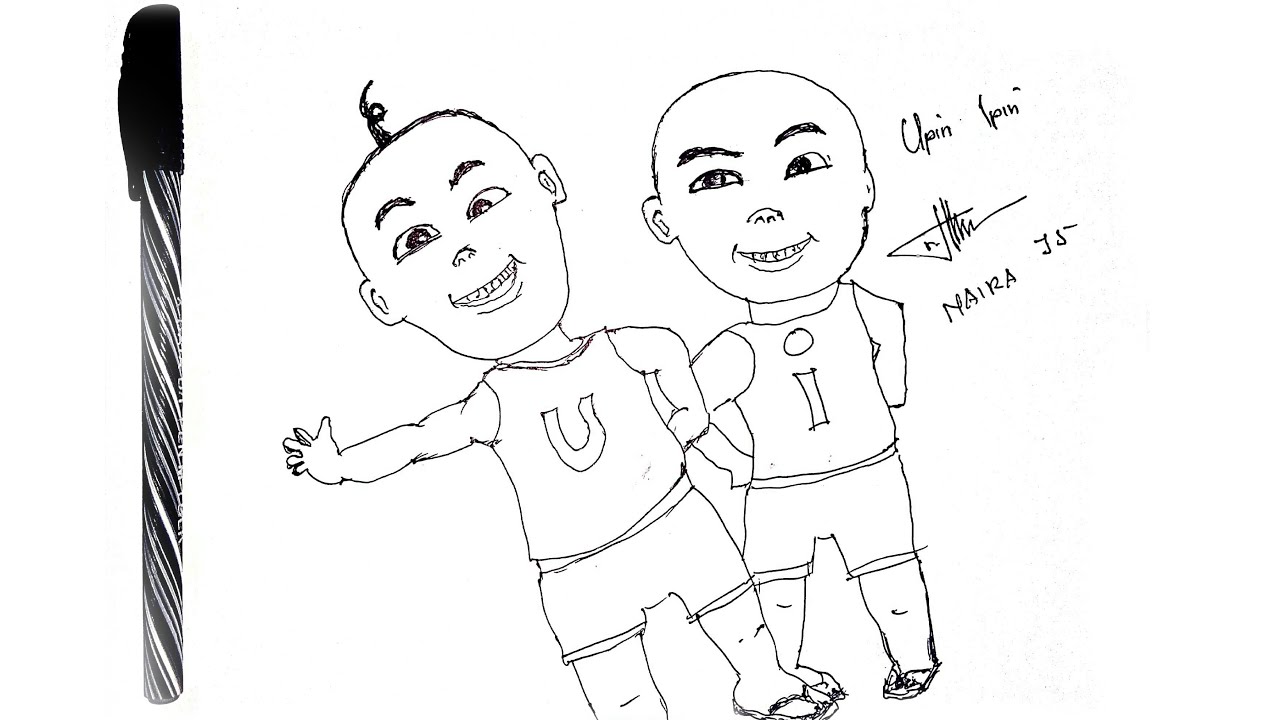 Detail Sketsa Upin Ipin Nomer 14