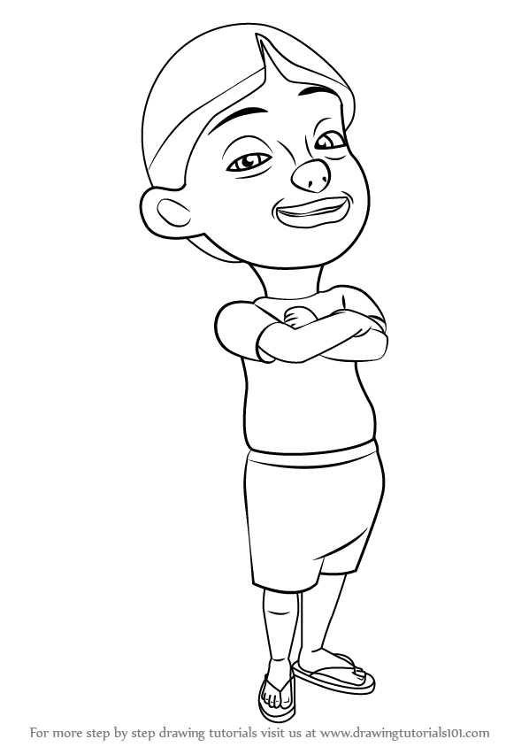 Detail Sketsa Upin Ipin Nomer 21