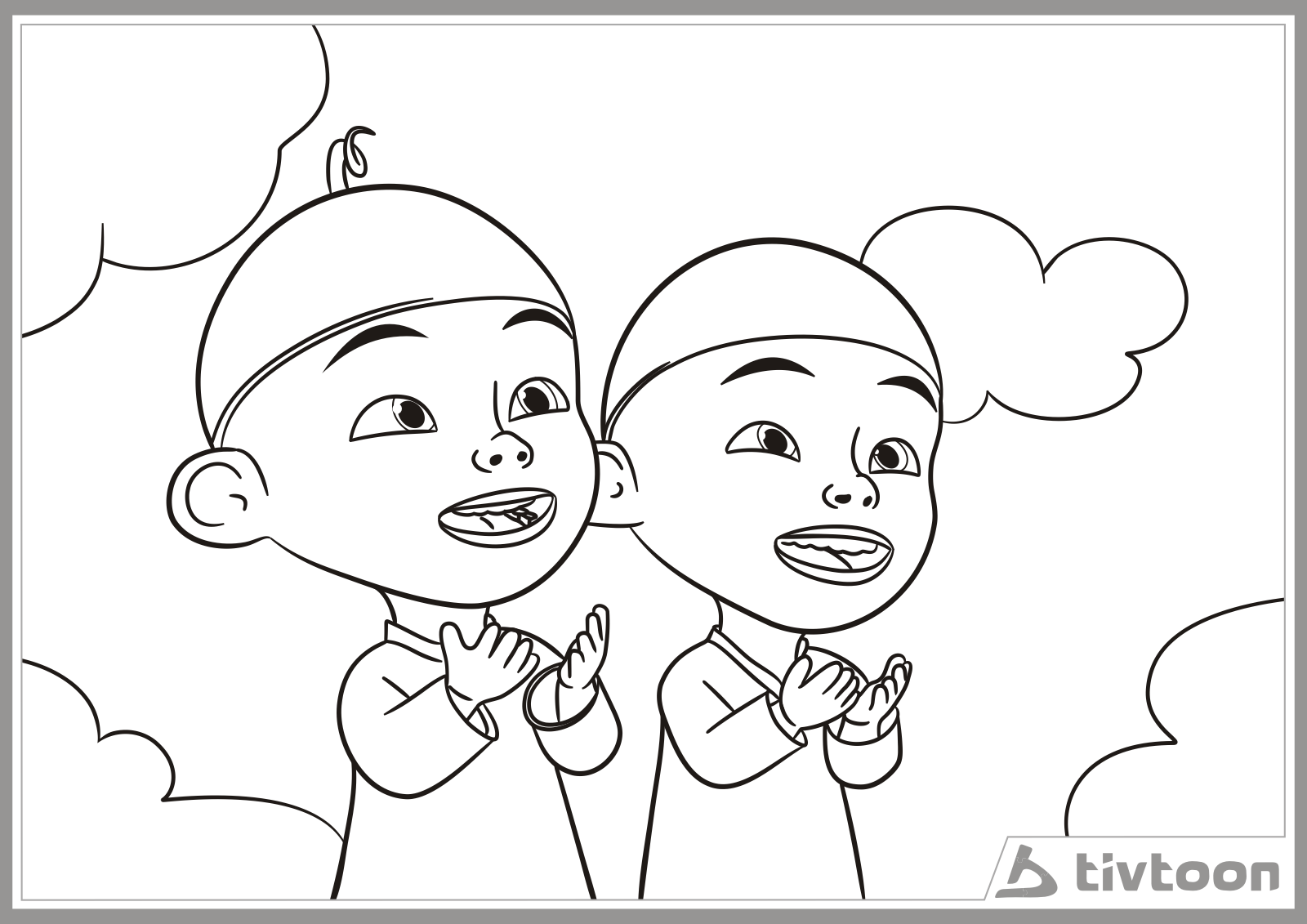 Detail Sketsa Upin Ipin Nomer 25