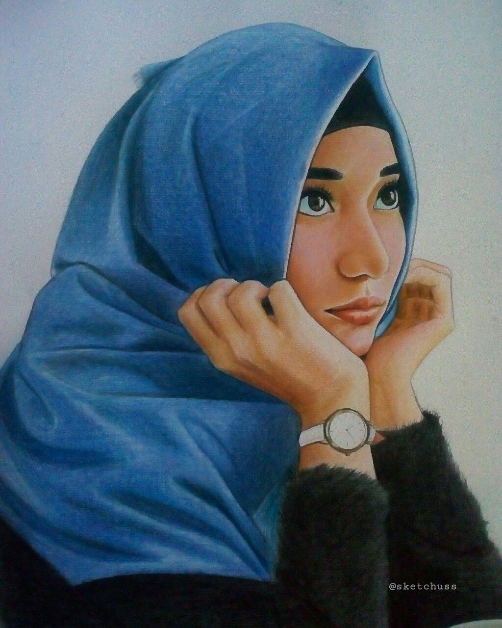 Detail Sketsa Wanita Berjilbab Nomer 16