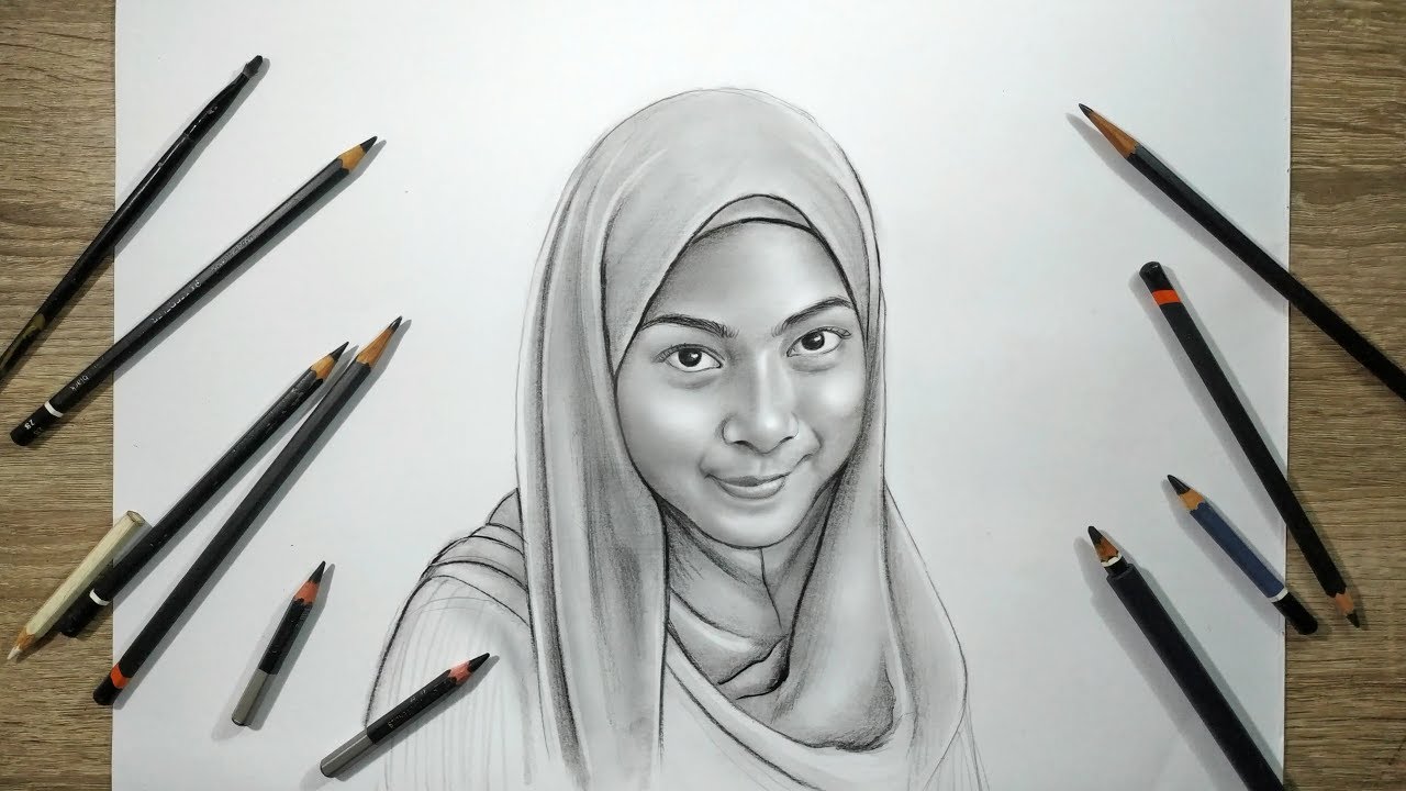 Detail Sketsa Wanita Berjilbab Nomer 37