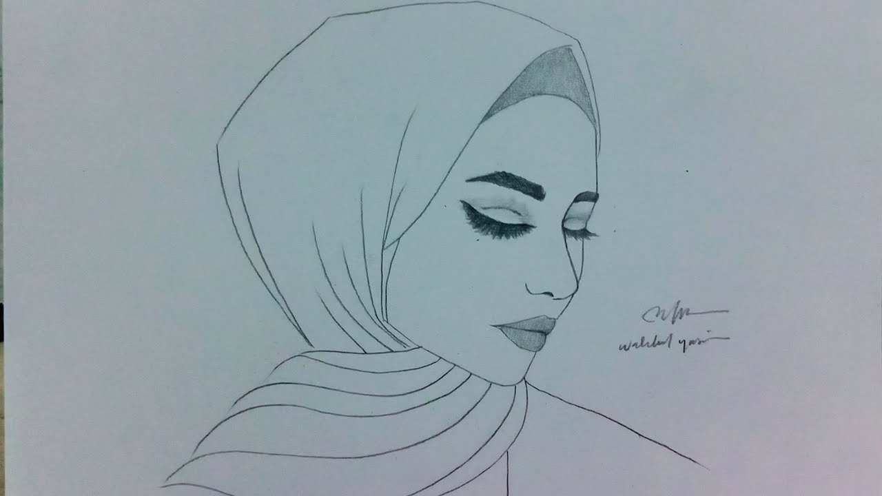 Detail Sketsa Wanita Berjilbab Nomer 5