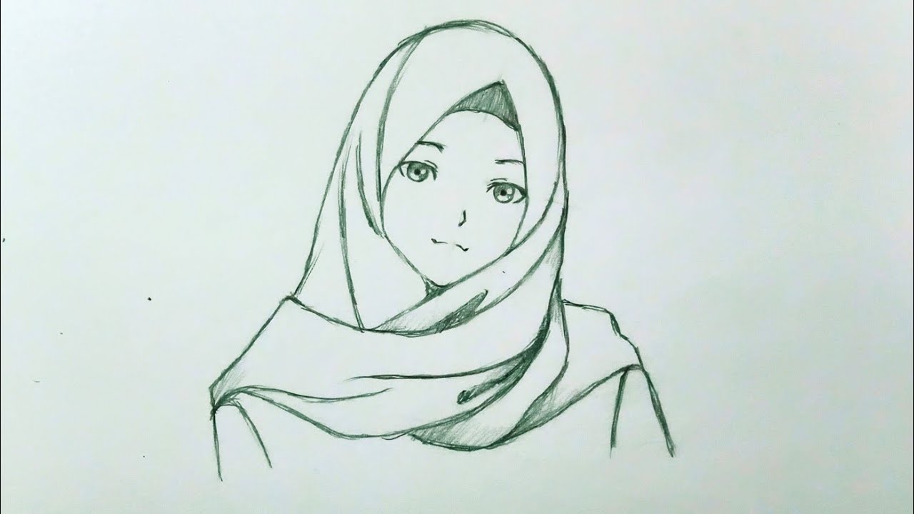 Detail Sketsa Wanita Berjilbab Nomer 9
