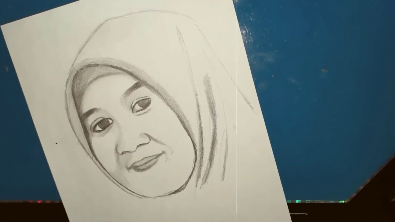 Detail Sketsa Wanita Cantik Berhijab Nomer 19