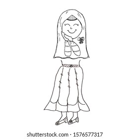 Detail Sketsa Wanita Muslimah Nomer 23