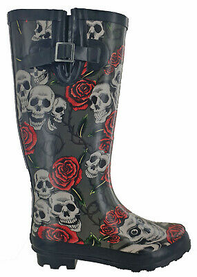 Skull And Roses Rain Boots - KibrisPDR