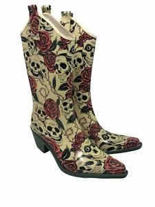 Detail Skull And Roses Rain Boots Nomer 15