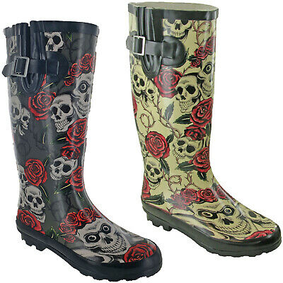 Detail Skull And Roses Rain Boots Nomer 24