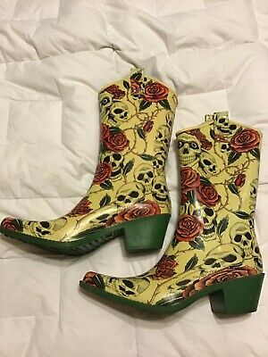 Detail Skull And Roses Rain Boots Nomer 31