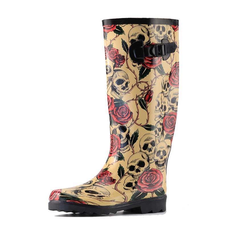 Detail Skull And Roses Rain Boots Nomer 34