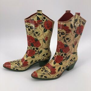 Detail Skull And Roses Rain Boots Nomer 5
