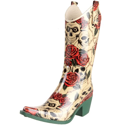 Detail Skull And Roses Rain Boots Nomer 56