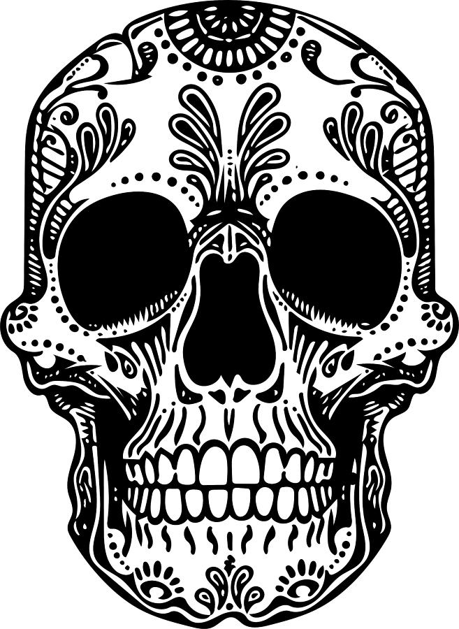 Detail Skull Black And White Nomer 33
