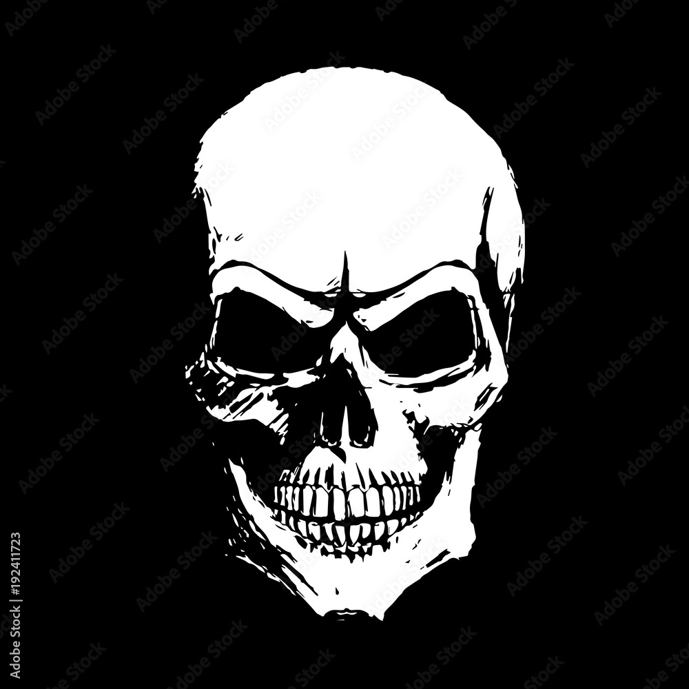 Detail Skull Black And White Nomer 10