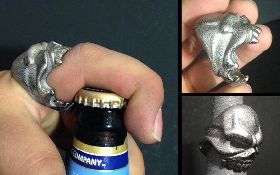 Detail Skull Bottle Opener Ring Nomer 17