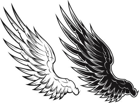 Detail Wings Black And White Clipart Nomer 17