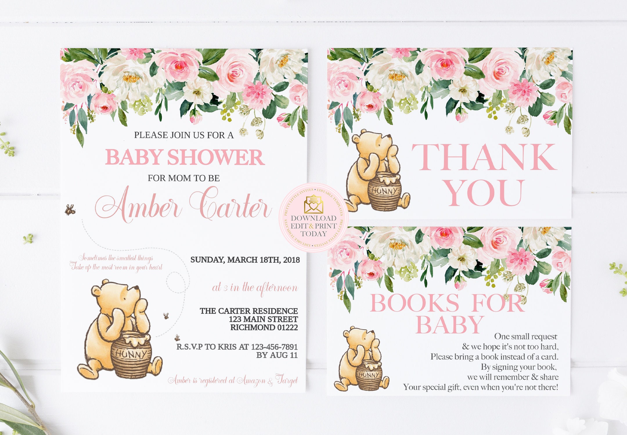 Detail Winnie The Pooh Baby Shower Template Nomer 23