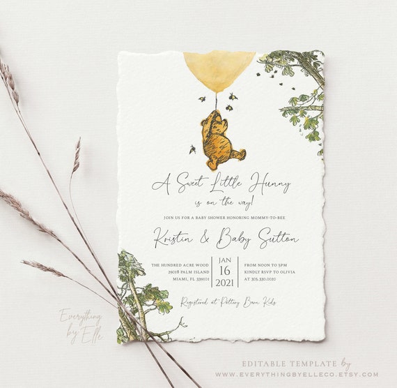 Detail Winnie The Pooh Baby Shower Template Nomer 29