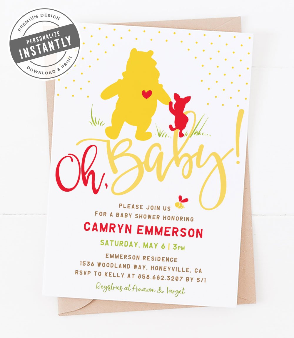 Detail Winnie The Pooh Baby Shower Template Nomer 44