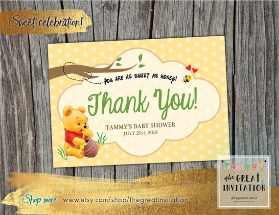 Winnie The Pooh Baby Shower Thank You Cards - KibrisPDR