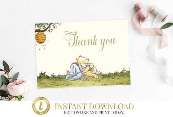 Detail Winnie The Pooh Baby Shower Thank You Cards Nomer 17