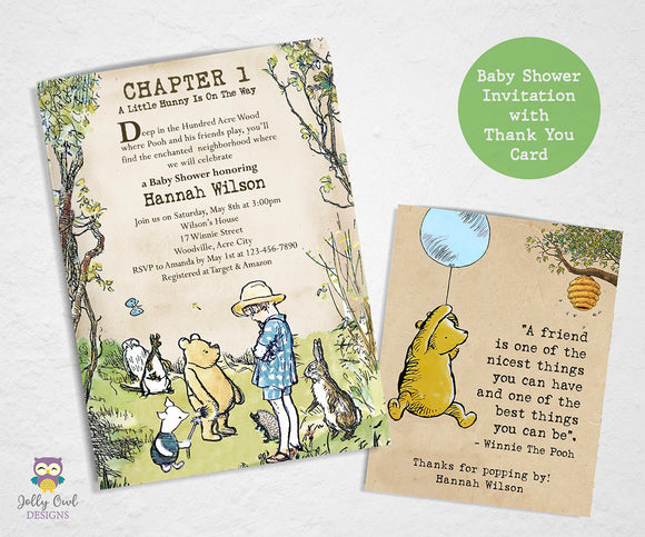 Detail Winnie The Pooh Baby Shower Thank You Cards Nomer 22