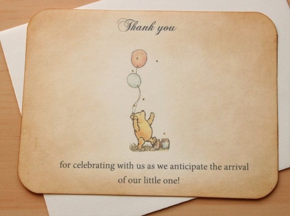 Detail Winnie The Pooh Baby Shower Thank You Cards Nomer 5