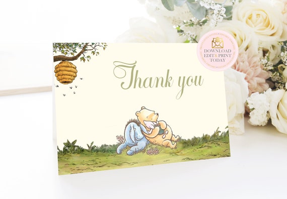Detail Winnie The Pooh Baby Shower Thank You Cards Nomer 9