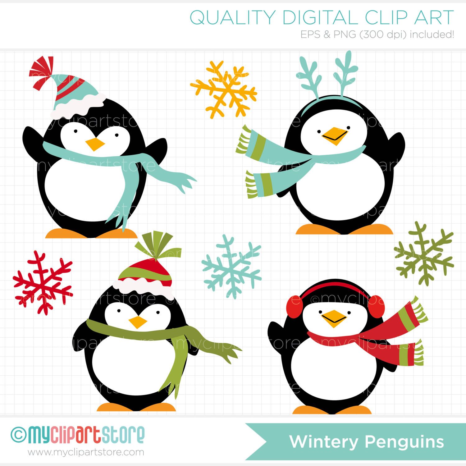 Winter Penguins Clipart - KibrisPDR