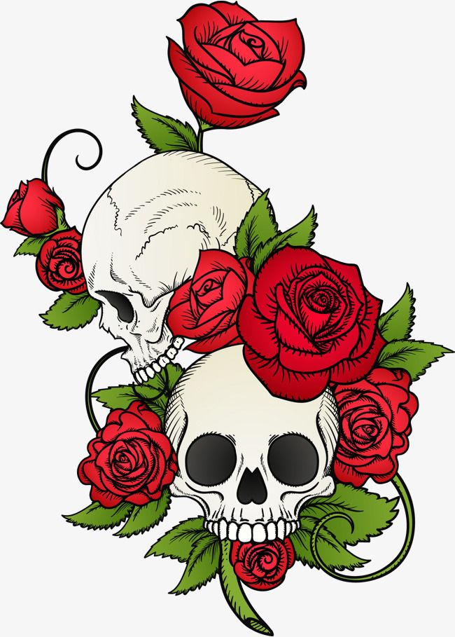 Skull With Roses Clipart - KibrisPDR