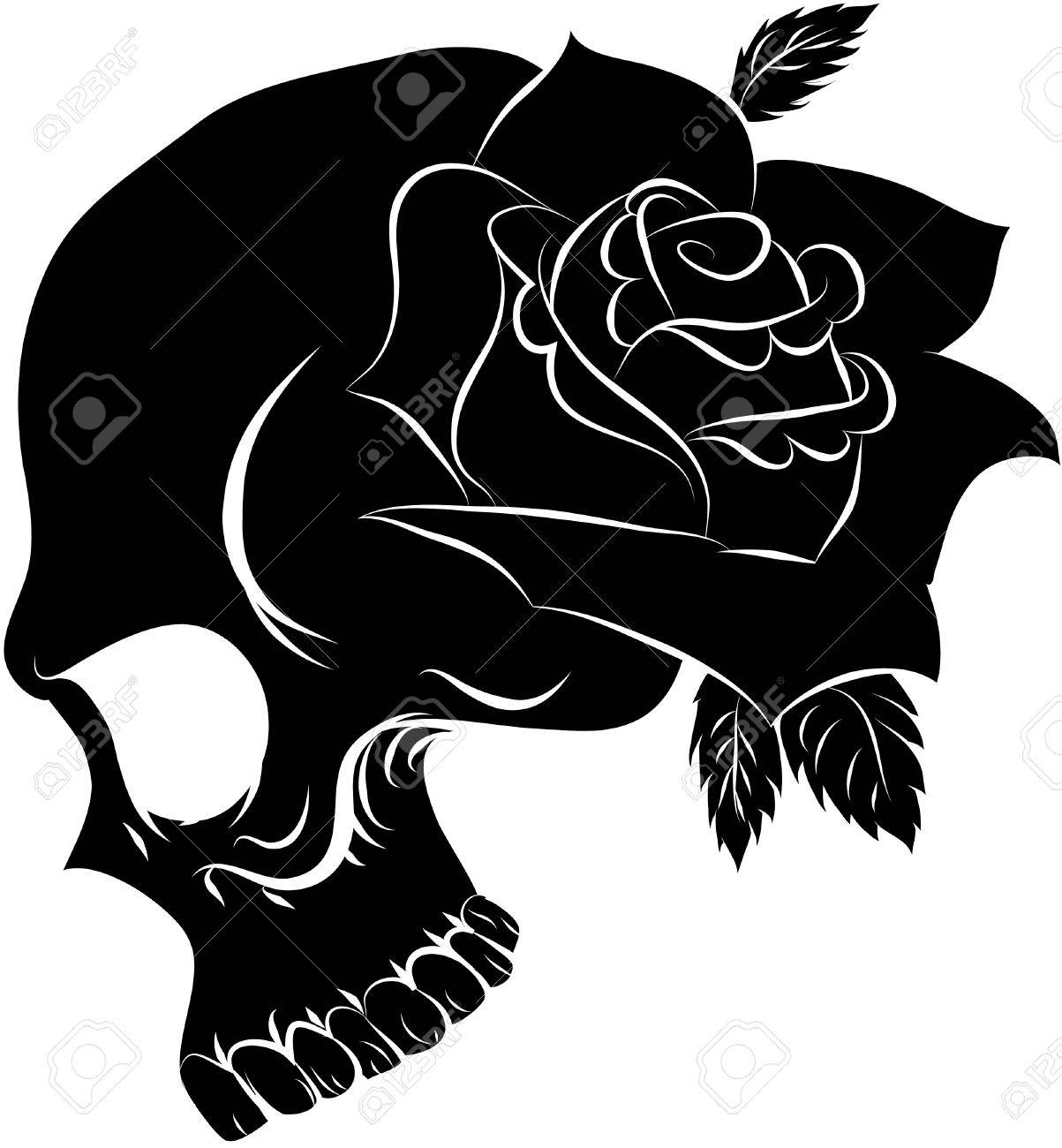 Detail Skull With Roses Clipart Nomer 12