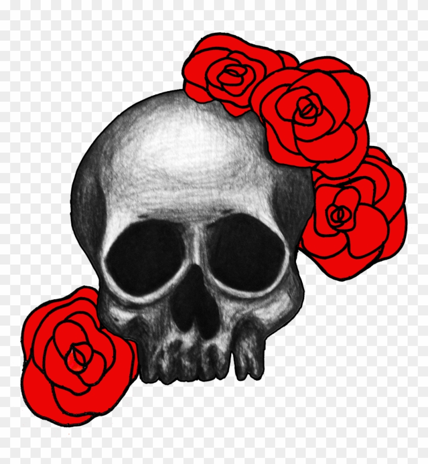 Detail Skull With Roses Clipart Nomer 18