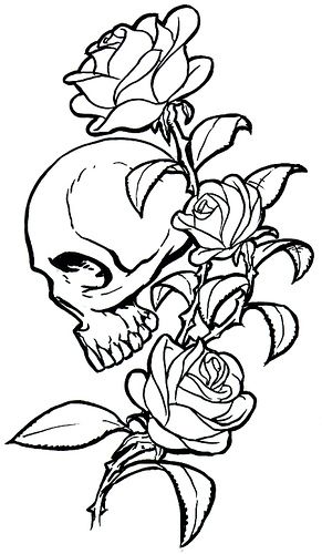 Detail Skull With Roses Clipart Nomer 21