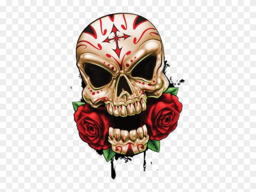 Detail Skull With Roses Clipart Nomer 26