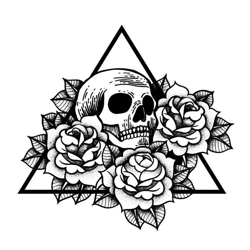 Detail Skull With Roses Clipart Nomer 35