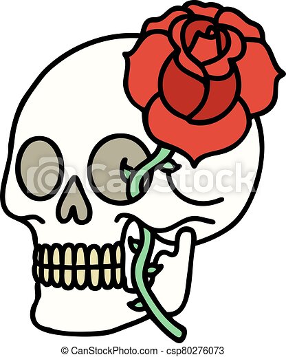 Detail Skull With Roses Clipart Nomer 42