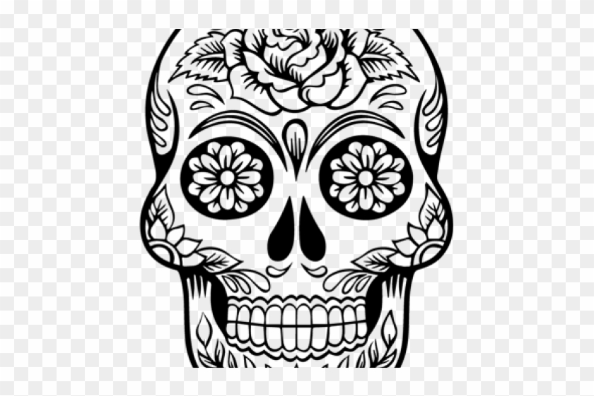 Detail Skull With Roses Clipart Nomer 50
