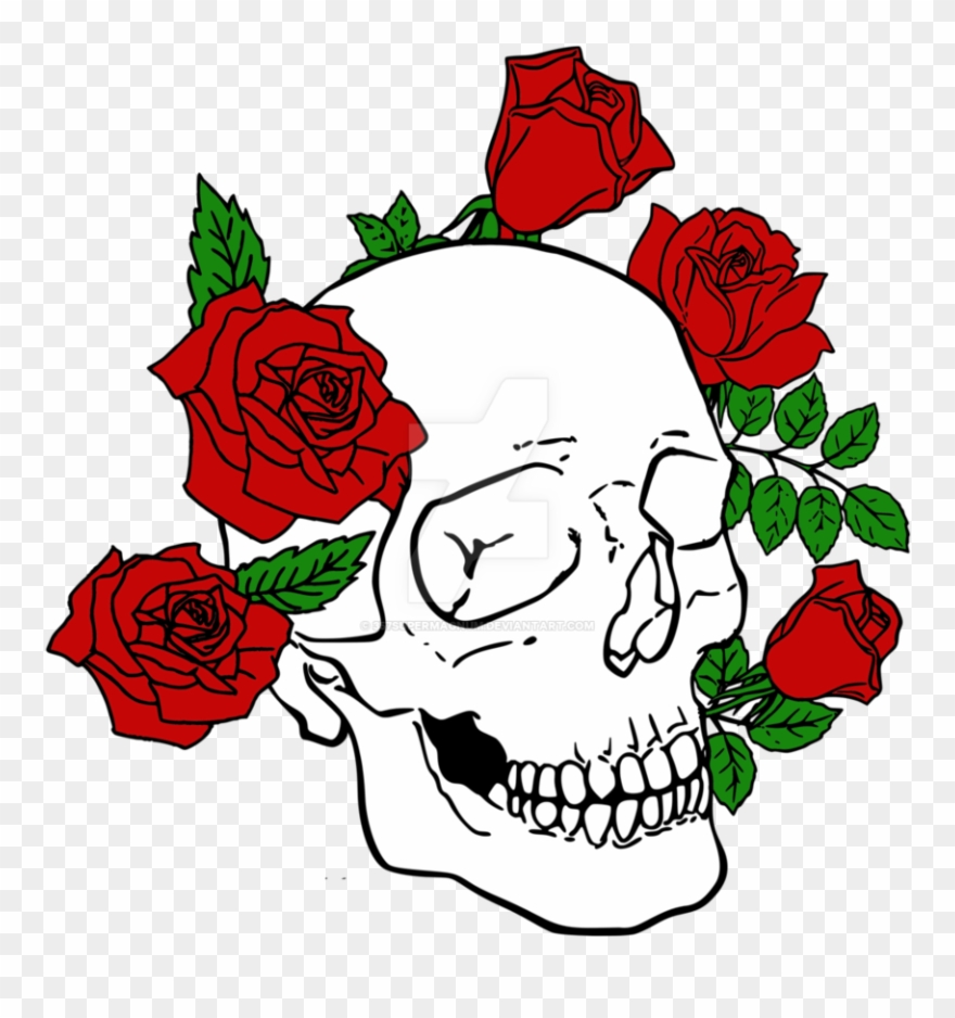 Detail Skull With Roses Clipart Nomer 7