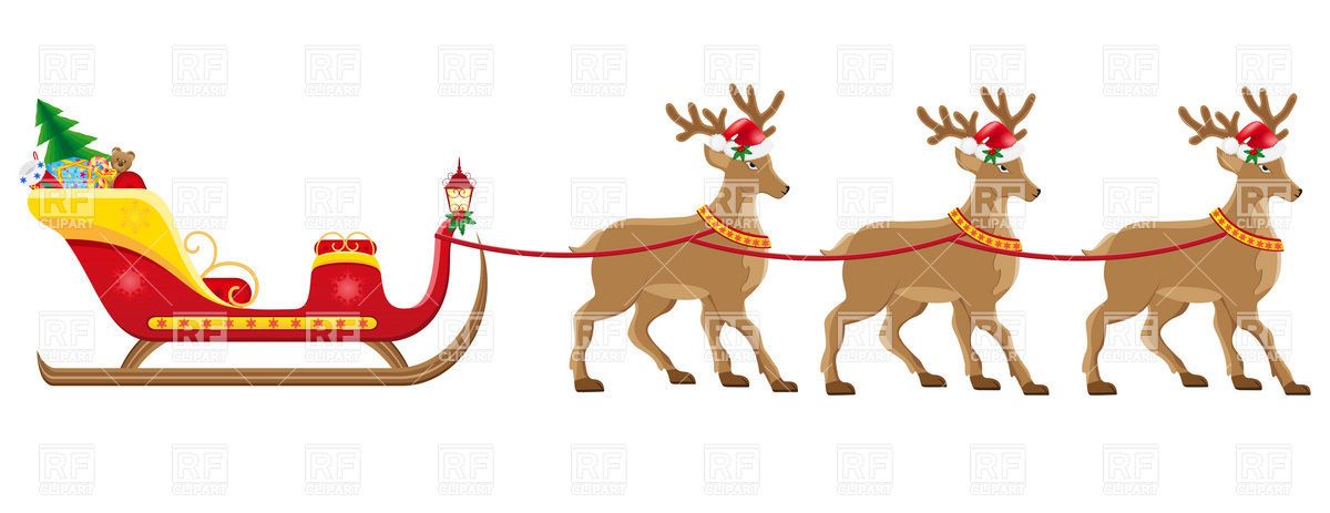 Detail Sleigh And Reindeer Clipart Nomer 11