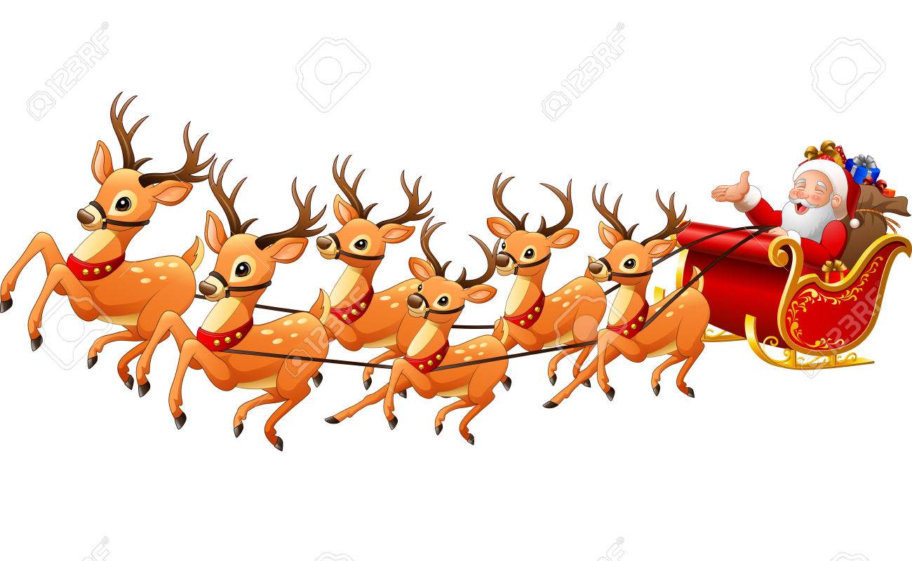 Detail Sleigh And Reindeer Clipart Nomer 18