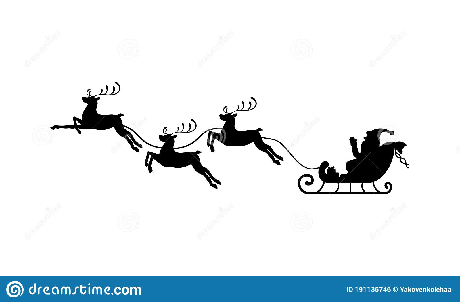 Detail Sleigh And Reindeer Silhouette Nomer 11