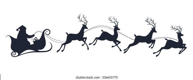 Detail Sleigh And Reindeer Silhouette Nomer 54