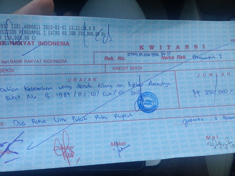 Detail Slip Biru Surat Tilang Nomer 43