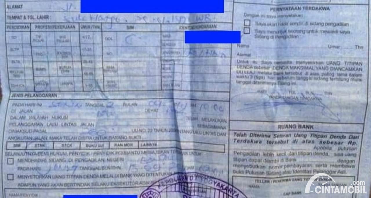 Detail Slip Biru Surat Tilang Nomer 47