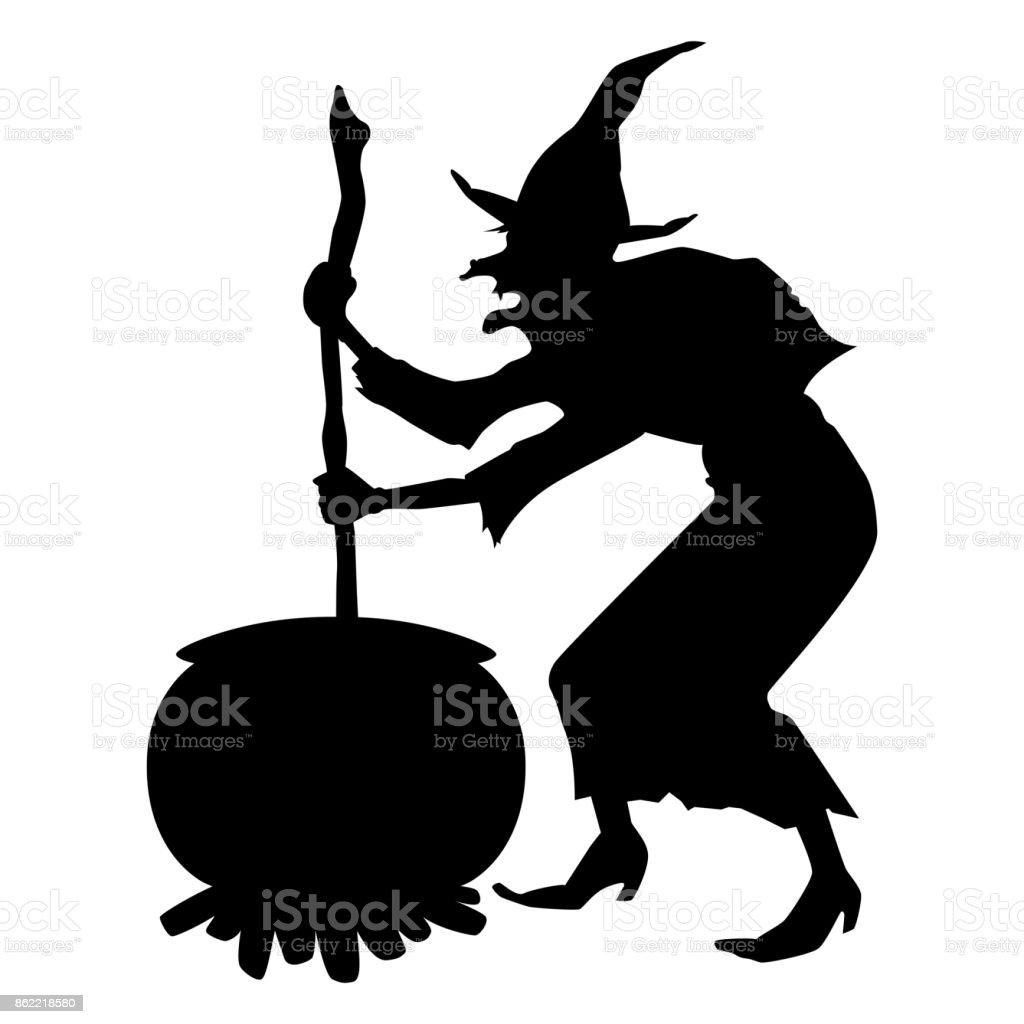 Detail Witch With Cauldron Silhouette Nomer 9