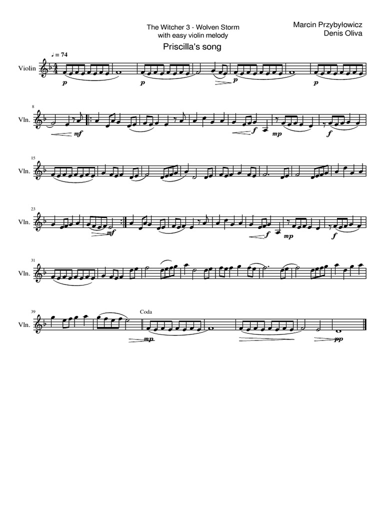 Detail Witcher 3 Violin Sheet Music Nomer 10