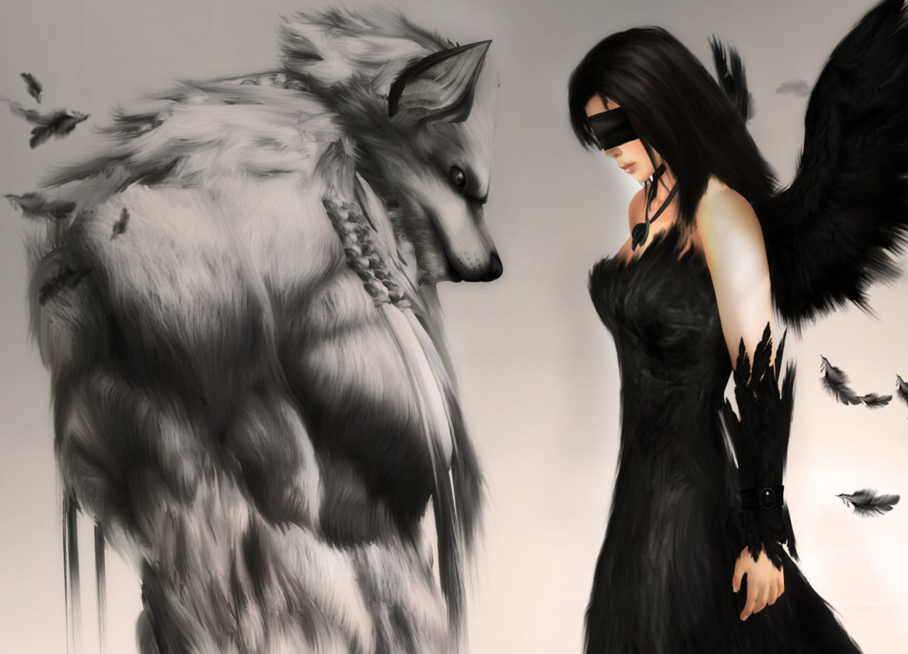 Detail Wolf And Raven Wallpaper Nomer 2