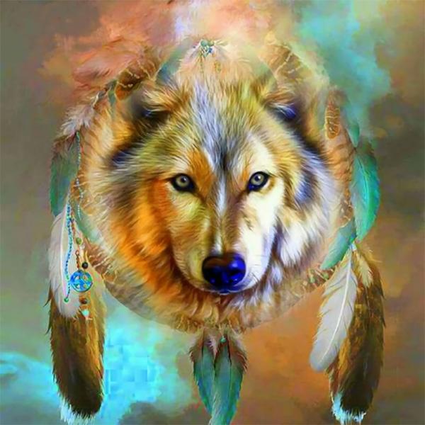 Download Wolf Dreamcatcher Diamond Painting Nomer 11