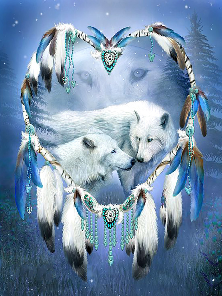 Detail Wolf Dreamcatcher Diamond Painting Nomer 18