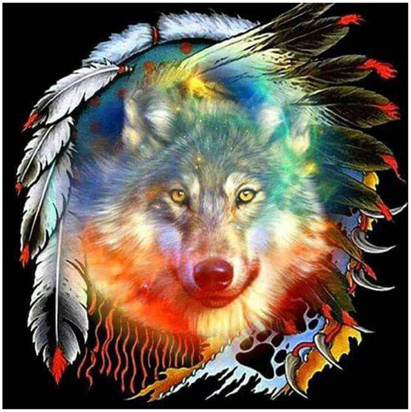 Detail Wolf Dreamcatcher Diamond Painting Nomer 38